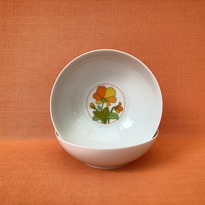 1970s Thomas Germany breakfast/dessert bowls in the ‘Summer’ design (set of 2), retro Thomas porcelain Summertime bowls (5.5”), Rosenthal