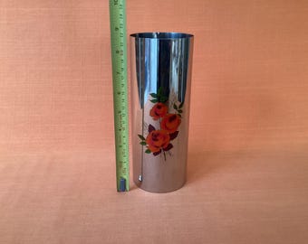 Vintage Arthur Price Stainless Steel Vase: Red Rose Floral Decor