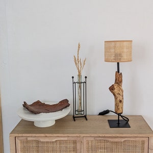 Lampe en bois flotté abat jour en canage image 9