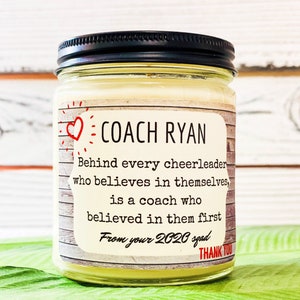 Cheerleader Coach Gift, Soy Candle, Pick your scent, Personalize, cheerleader