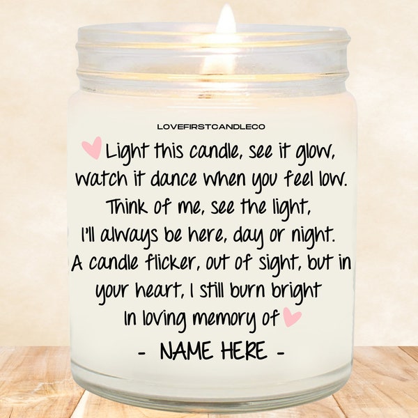 light this candle, see it glow, memorial candle, remembrance gift, loss of loved one, loss of dog, loss of cat fur baby, lovefirstcandleco