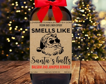 Pollyanna gag gift, This smells like Santas Balls, Car Air Freshener, Room Spray, Gag Gifts, Stocking Stuffer, Funny Christmas Gifts