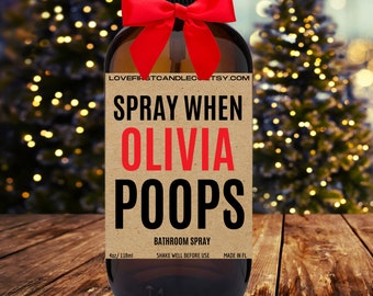 Personalized Room Spray, Poop spray, Christmas Gift, Stocking Stuffer, Gag Gifts, Bathroom Spray, Gift for her, Funny Christmas gifts