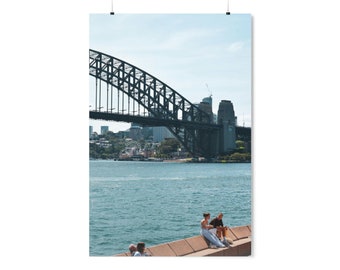 Printable Photo of the Harbour Bridge and Trendy Couple Art Print taken in Sydney, Australia - Premium Photography Print