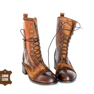 Schoenen, Leren Laarzen, Handgemaakte Laarzen, Enkellaarsjes, Bruine Veterlaarzen Dames, Laarzen, Vintage Laarzen, Leren Laarzen Dames, Bruine Frye Laarzen