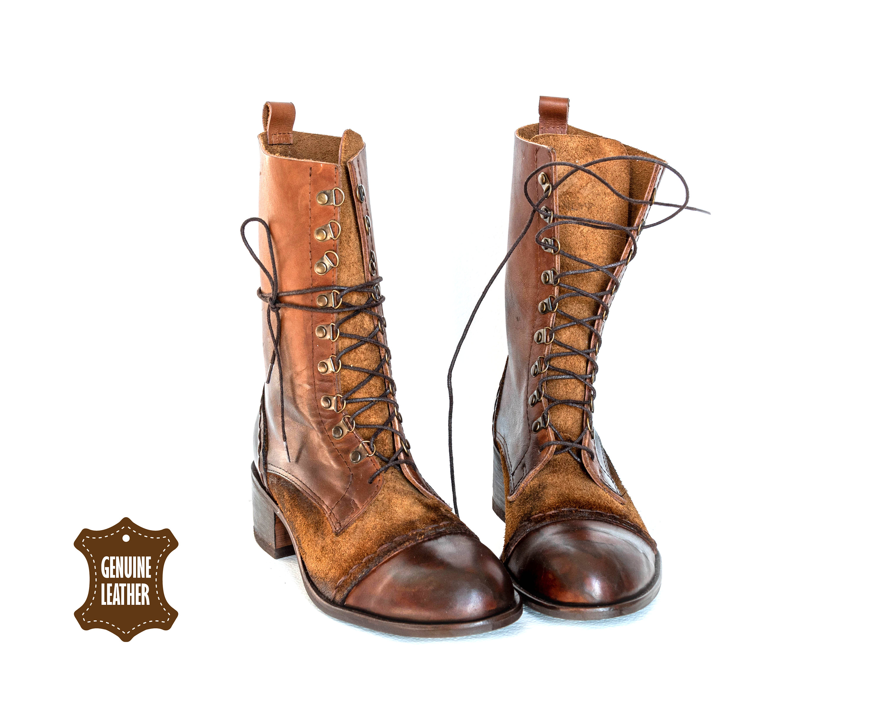 Vintage Brown Lace Up Boots – Chamra Handcrafted