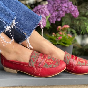 Red Jane Shoes Women, Leather Sandals, Casual Leather Shoes, Women Sandals, Mary Jane&#39;s, Genuine Leather