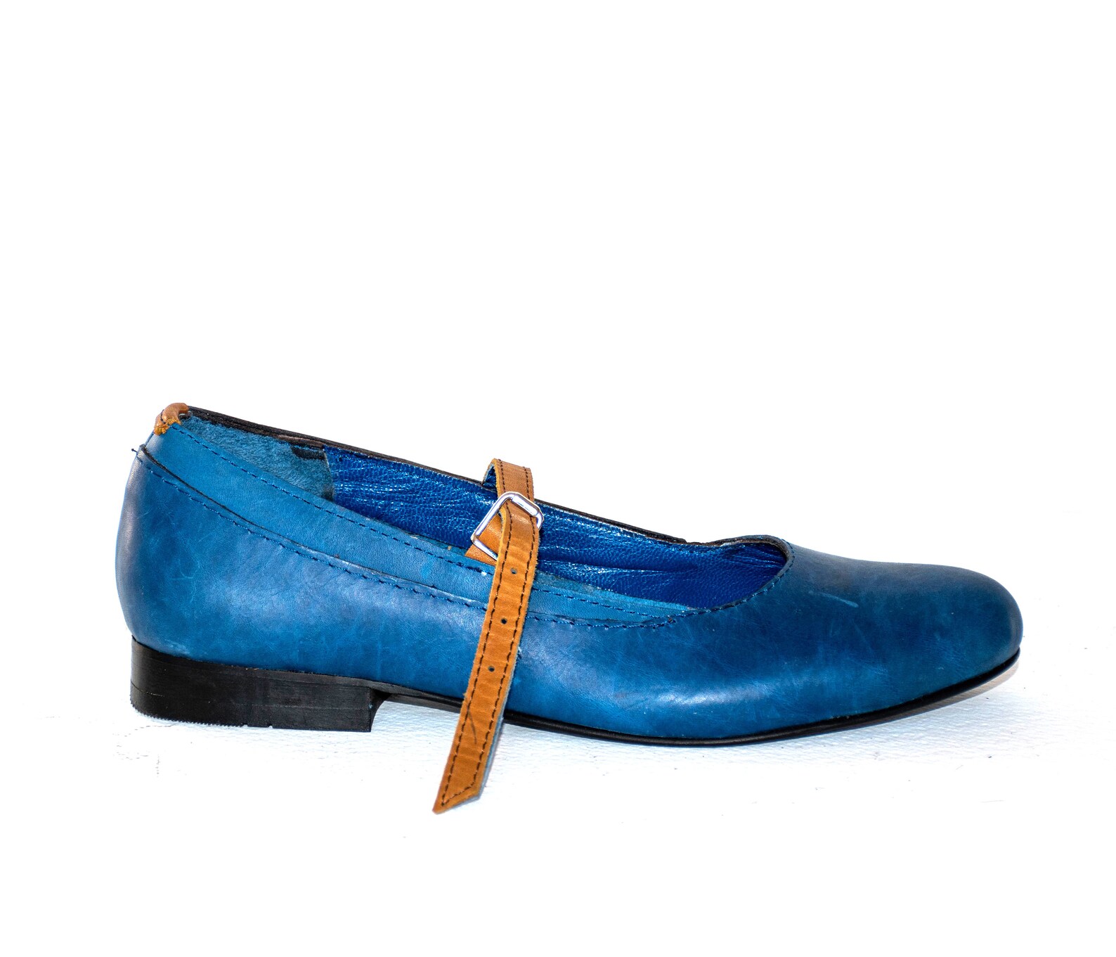 Echte Leder Mary Jane Schuhe - Blockabsatz Mit 6,5cm Für Damen