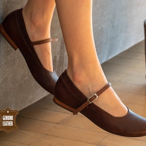 Brown Jane Shoes Women, Leather Sandals, Casual Leather Shoes, Women Sandals, Mary Jane&#39;s, Genuine Leather