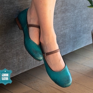 Turquoise Mary Jane Shoes Women, Leather Sandals, Casual Leather Shoes, Women Sandals, Mary Jane's, Genuine Leather