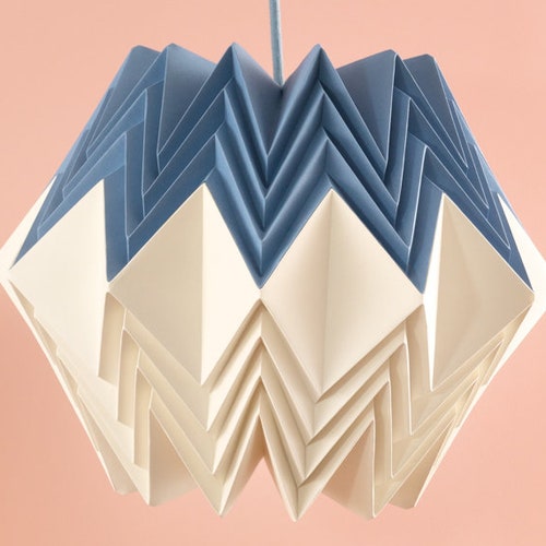 Kai Art Deco Origami Paper Lampshade With Colour Accent Etsy