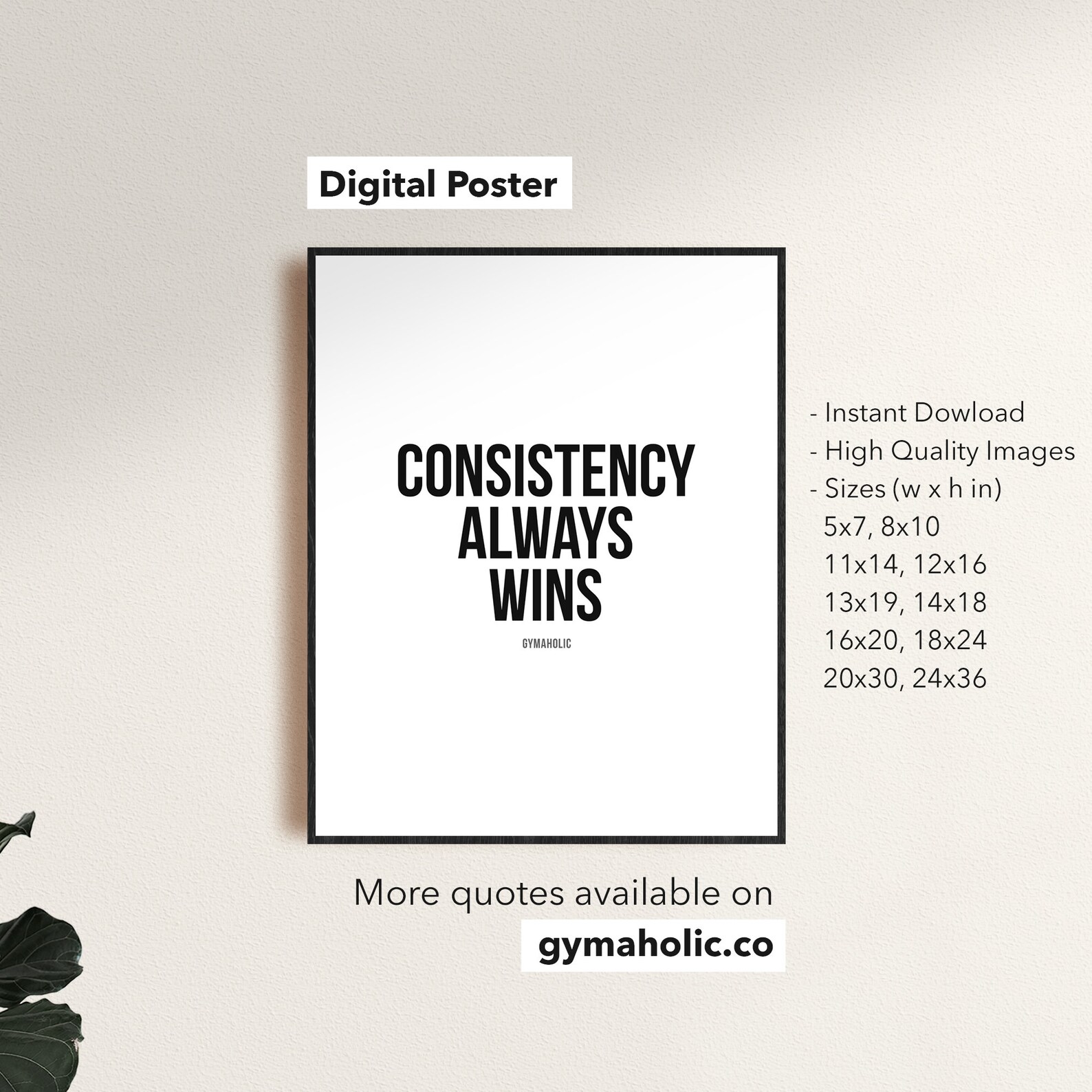 Consistency Always Wins, Home Decor, Inspirational Wall Art, Gym ...
