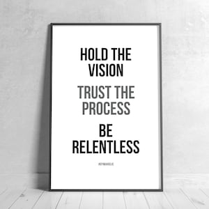Trust Process, Vision, Relentless, Printable Motivational Quote, Home Decor, Inspirational Wall Art, Gym, Workout, Health, Fitness Poster