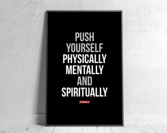Push yourself,  Printable Motivational Quote, Home Decor, Inspirational Wall Art, Gym, Workout, Health, Fitness Poster