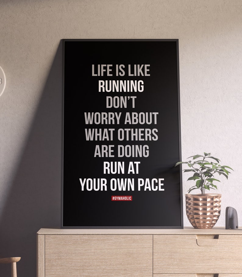 Run at your own pace printable motivational quote home etsy