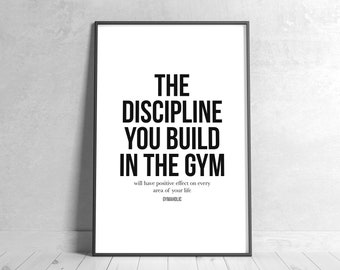 Gym Discipline Motivational Quote Print, Fitness Decor (Digital Download)