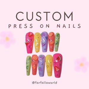 Custom Press On Nails - Hand Painted Anime Nails - Kawaii Nail Art - Nail Set - Anime Press Ons - Cute Fake Nails - Gyaru Nails