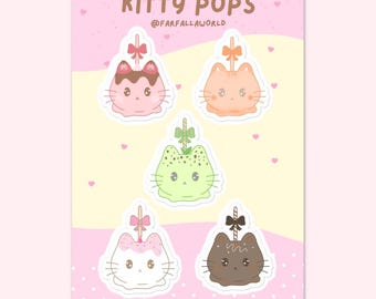 Kitty Pops Glossy Sticker Sheet - Cat Stickers -Food Stickers - Kawaii Stickers - Laptop Decal