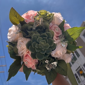 Sage Blush Pink and Ivory Quinceanera Bouquet