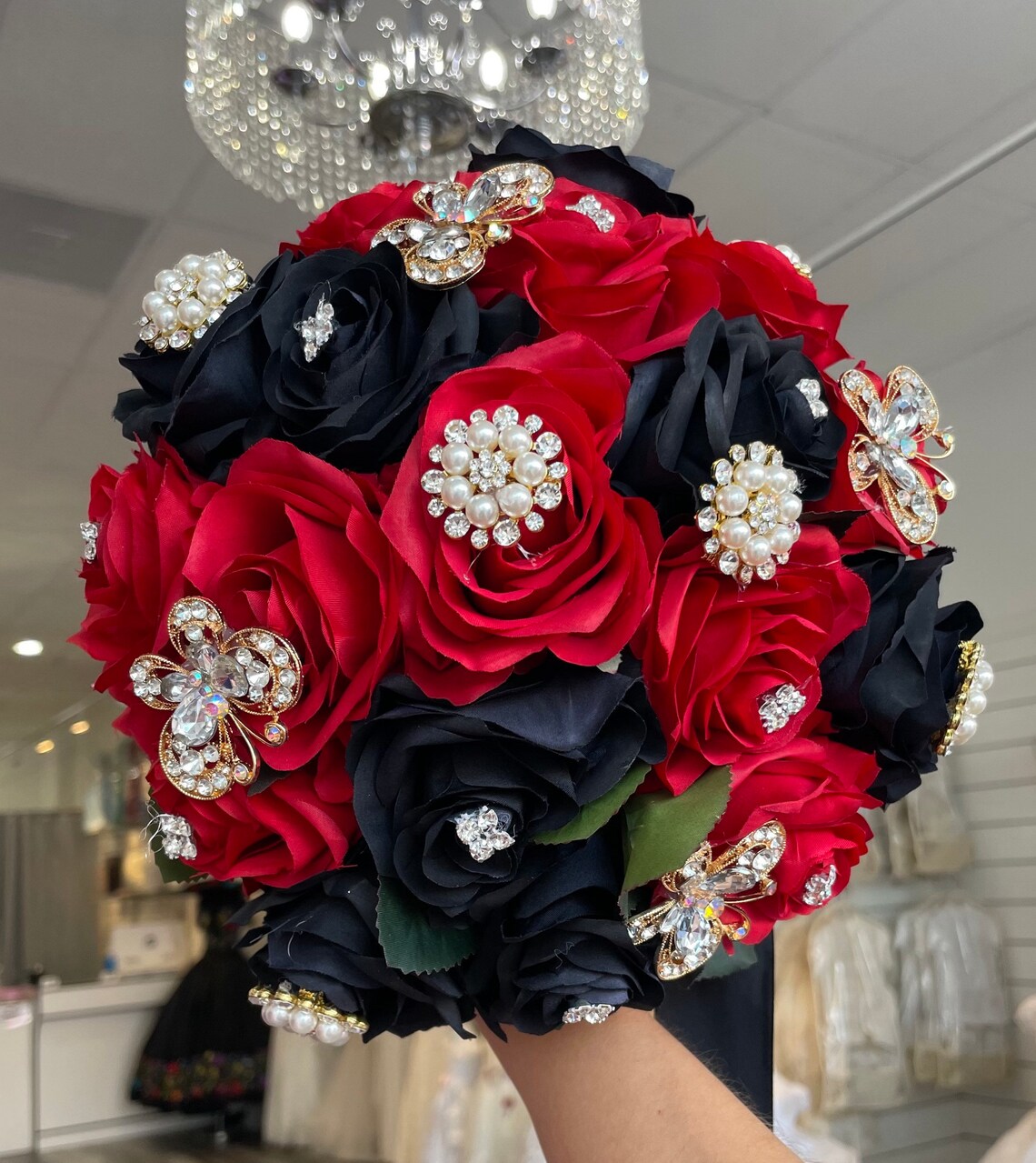 Red and Black Quinceañera Bouquet - Etsy