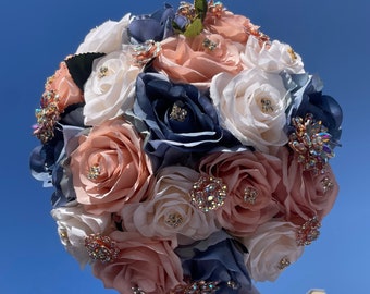 Dusty Blue Blush & Ivory Quinceanera Bouquet