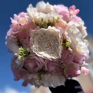 Rose Pink and Ivory Garden Themed Quinceanera Bouquet