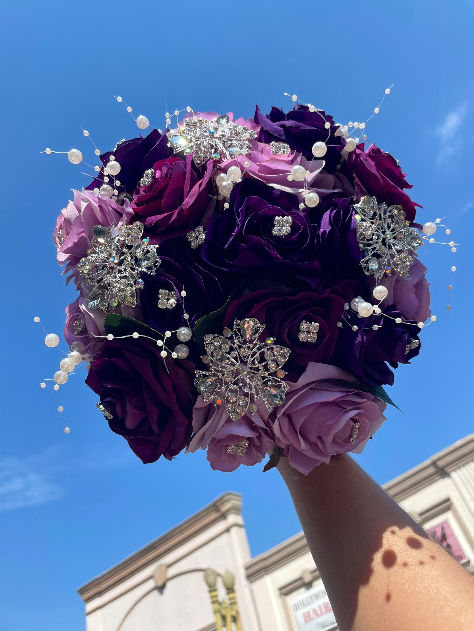 Purple Silver Quinceañera Bouquet Etsy