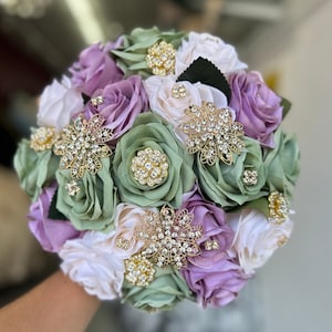 Sage Green lilac and Ivory Quinceanera Bouquet