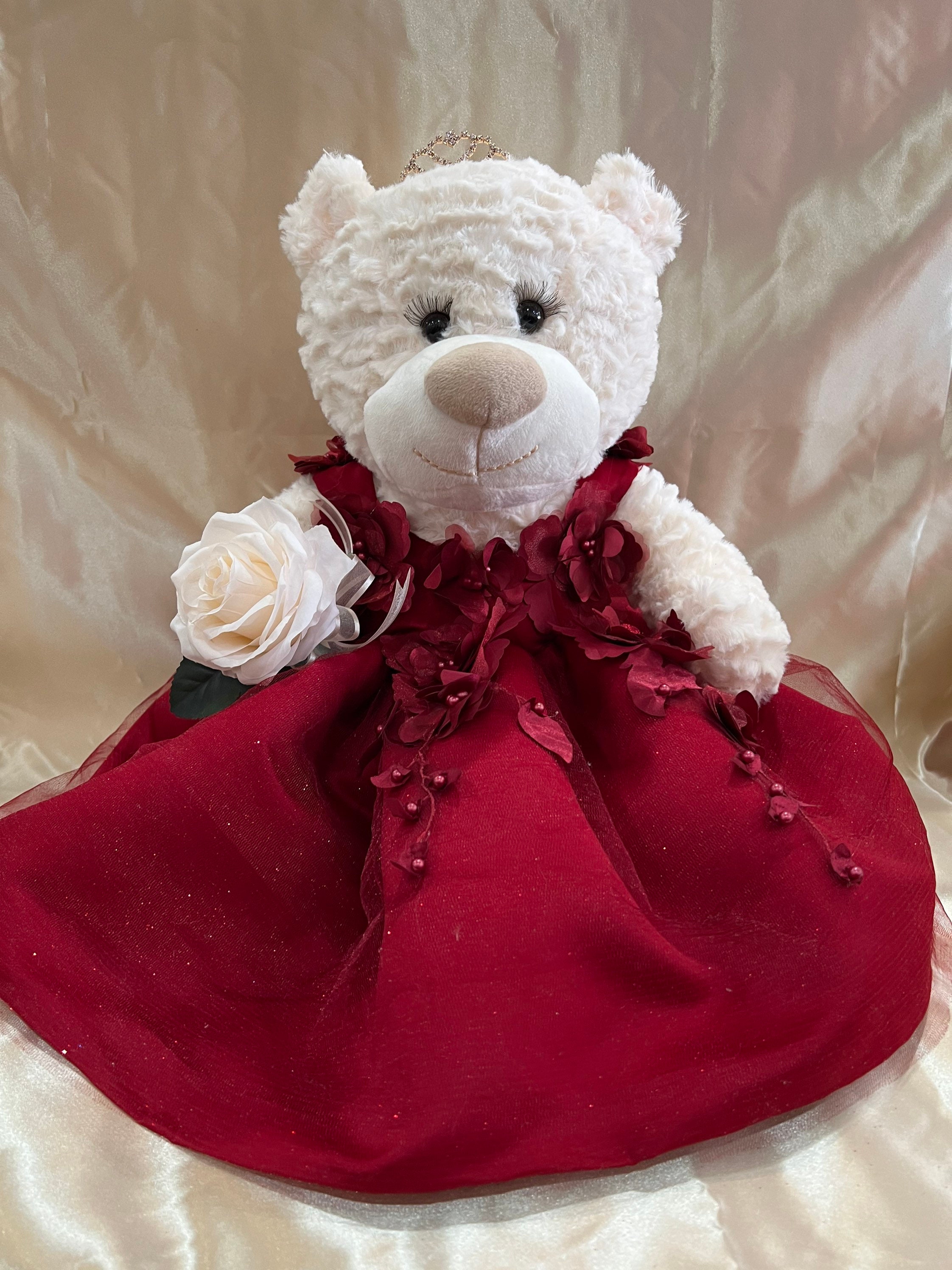 Burgundy Dressed Quinceanera Teddy Bear 