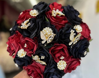 Burgundy and Black Quinceañera Bouquet