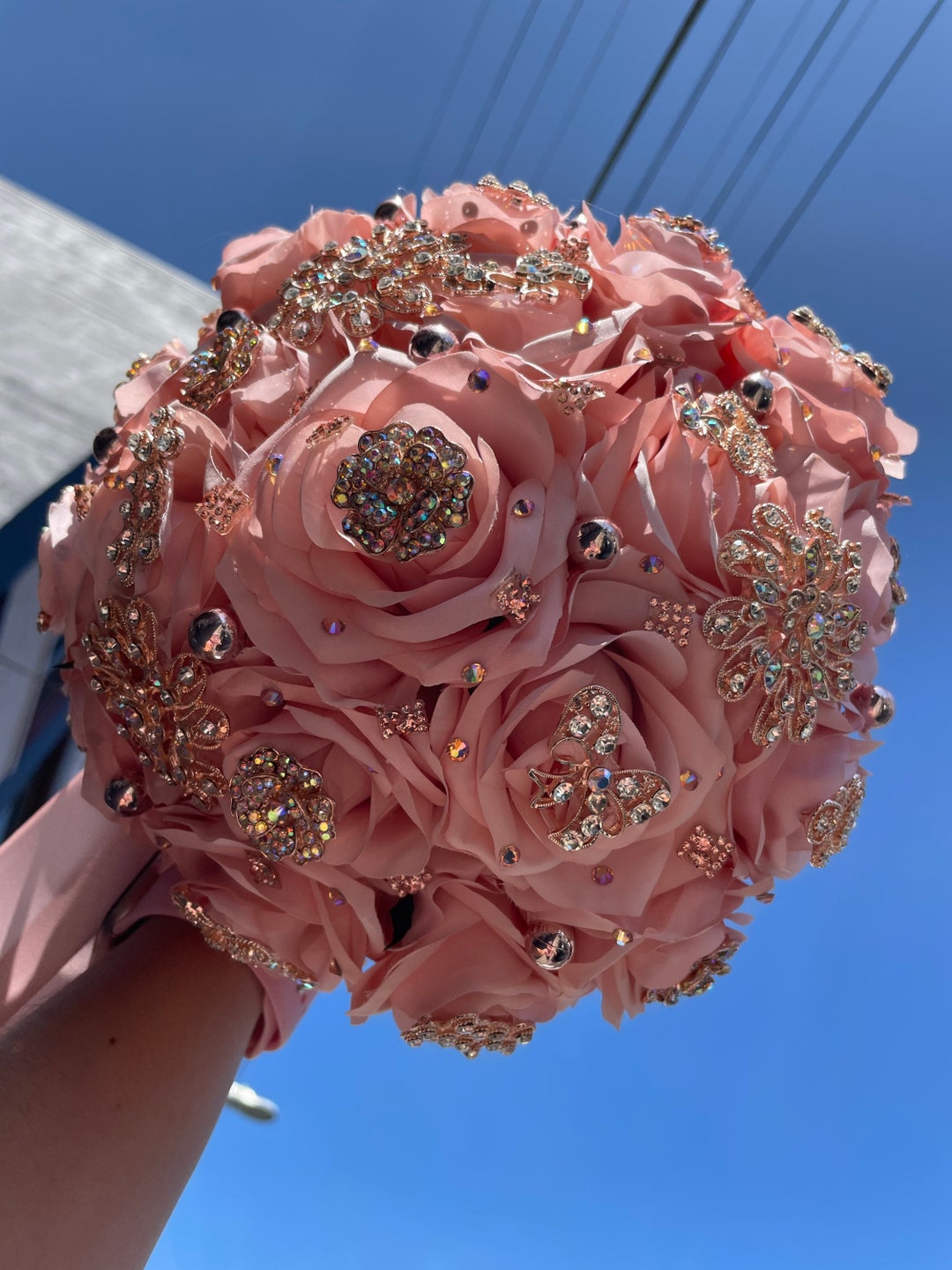 Dusty Rose Gold Quinceañera Bouquet Etsy