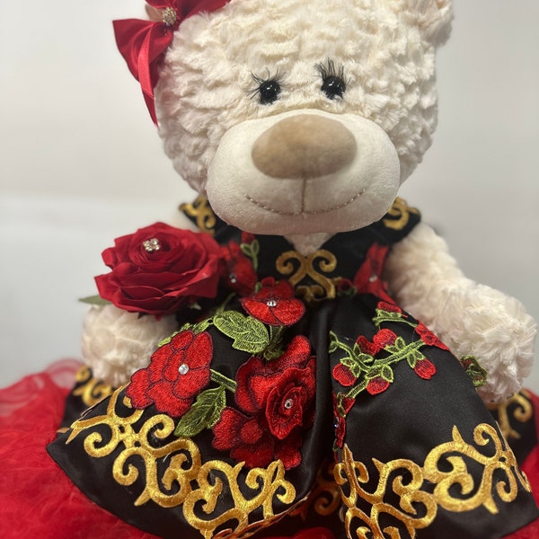 Black and Red Charro Quinceanera Teddybear