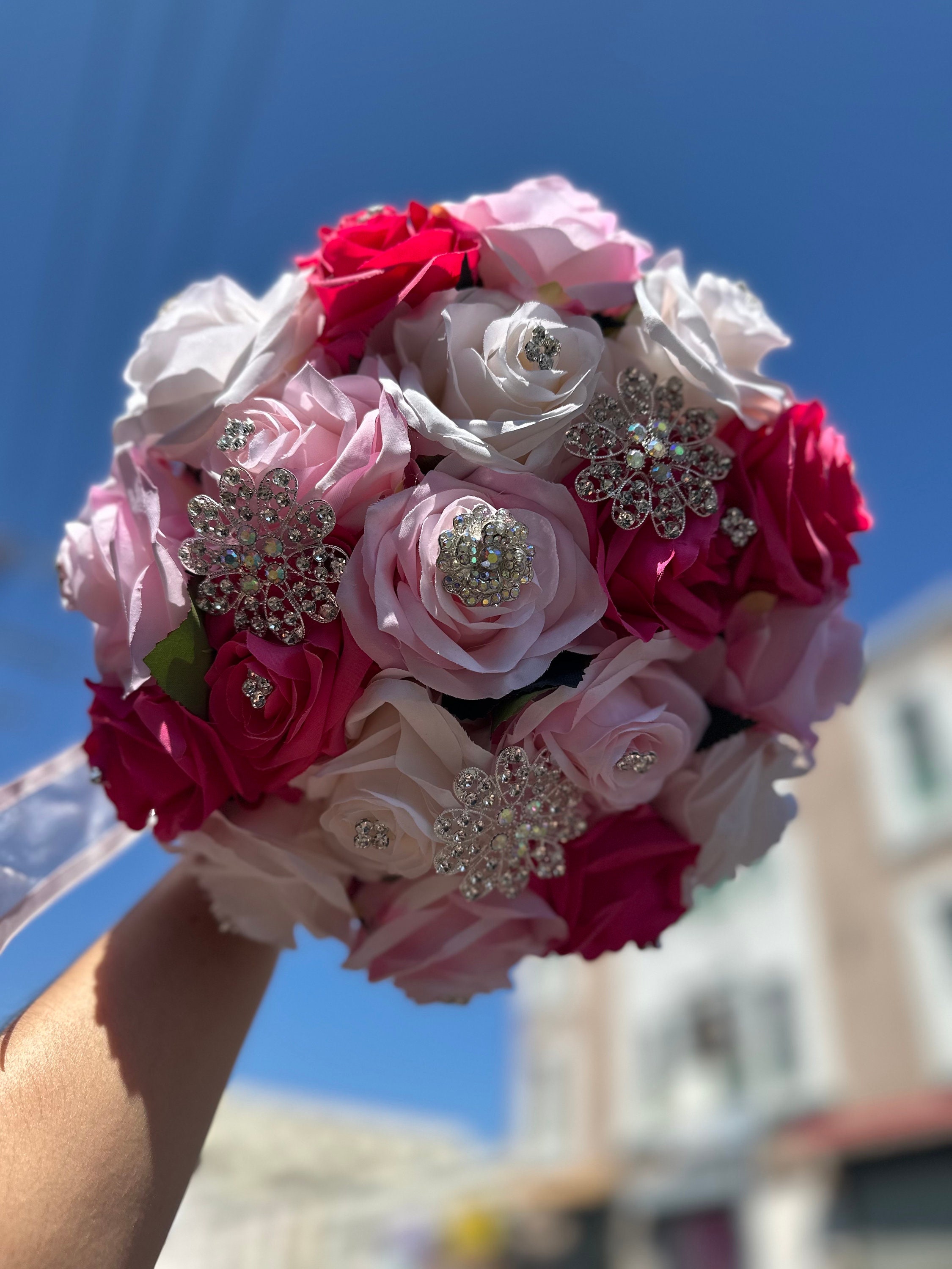 Pink Fuchsia Quinceanera Bouquet - Etsy display picture 2