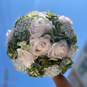 Sage Green and Ivory Quinceanera Bouquet