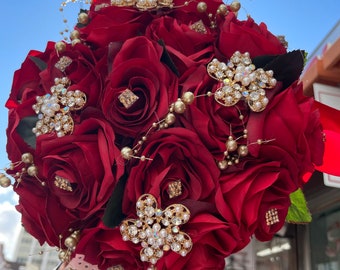 Red Quinceañera Bouquet
