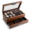 Personalized Mens Jewelry Box Valet , Holds Watches, Cufflinks, Sunglasses & More - Men's Watch Case - Engrave on Glass Lid or Metal Plate