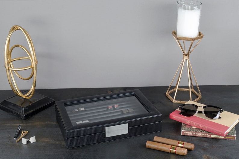 Personalized Cufflink Box for Men Holds 70 Cufflinks Etsy