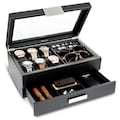 Personalized Mens Jewelry Box Valet , Holds Watches, Cufflinks, Sunglasses & More - Men's Watch Case - Engrave on Glass Lid or Metal Plate