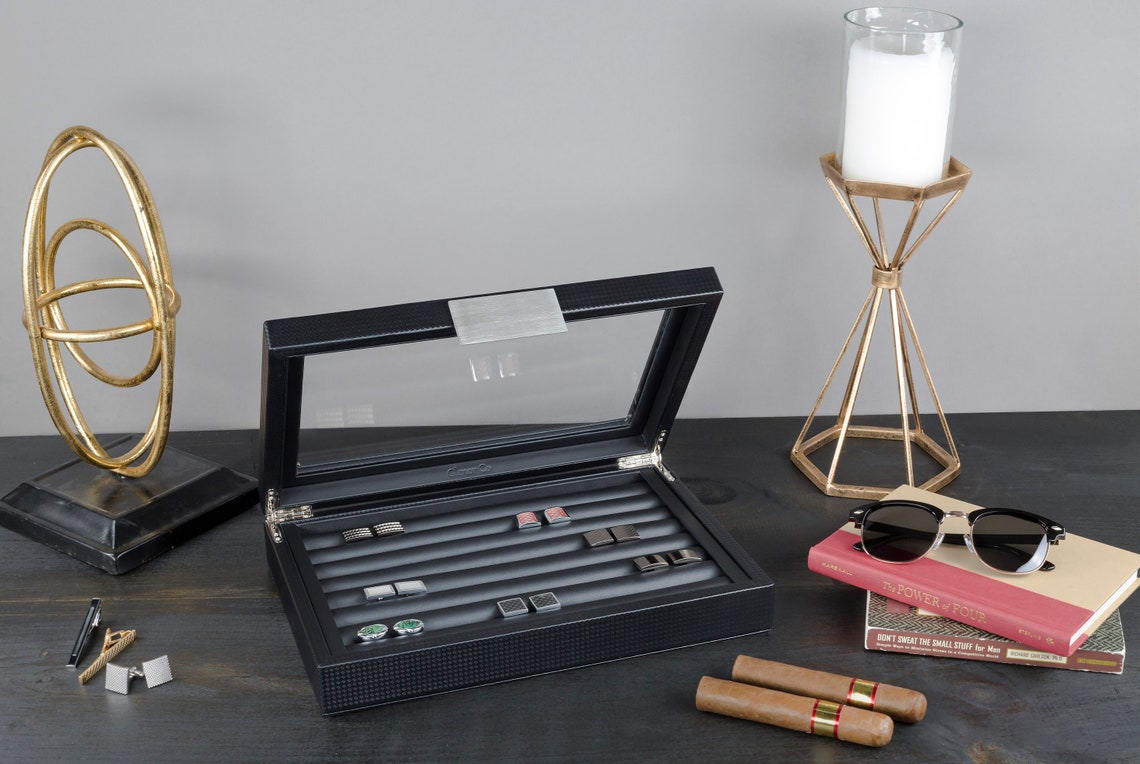 Personalized Cufflink Box for Men Holds 70 Cufflinks Etsy