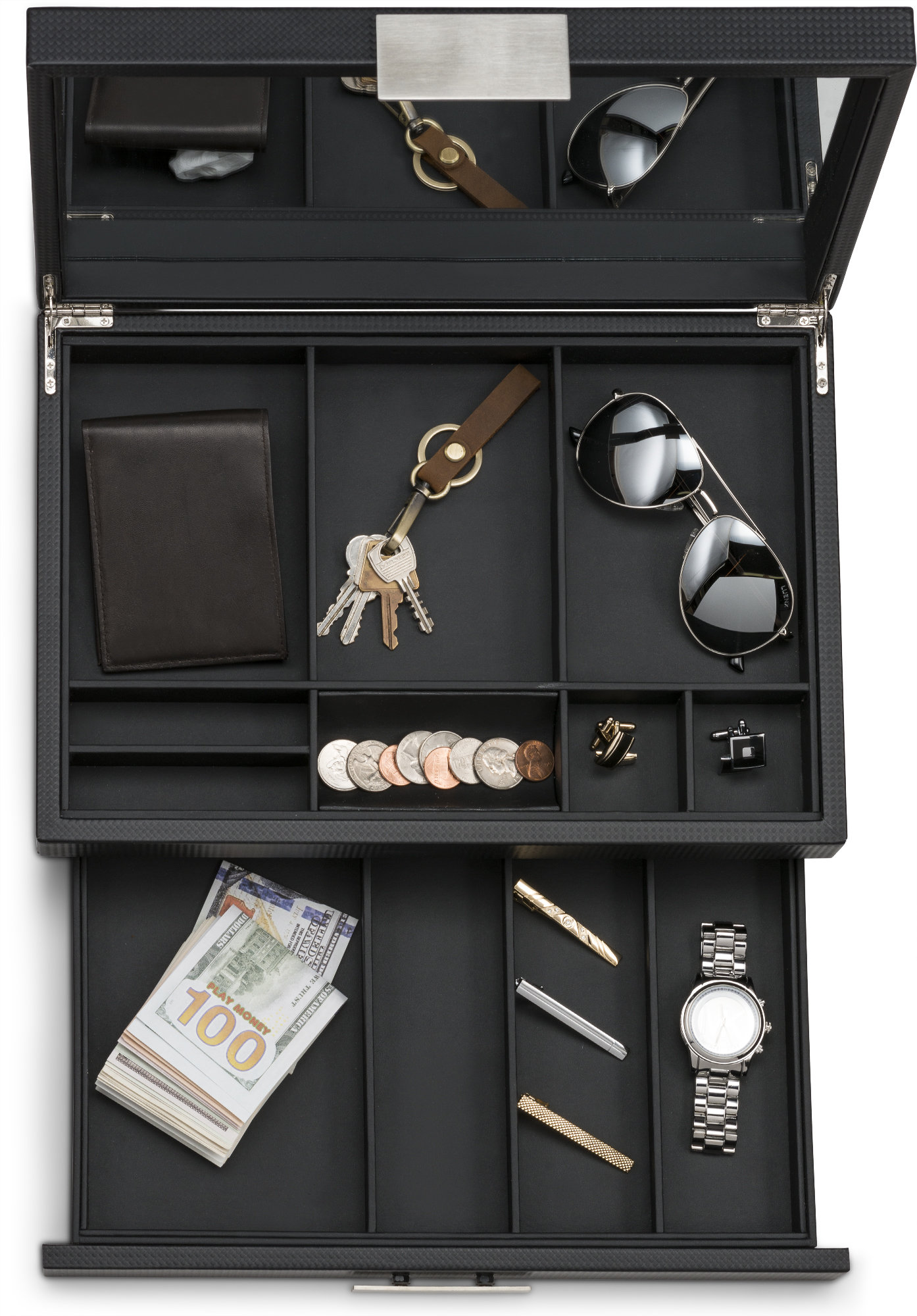 Personalized Valet/dresser Organizer With Drawer for Men, 12 Slot ...