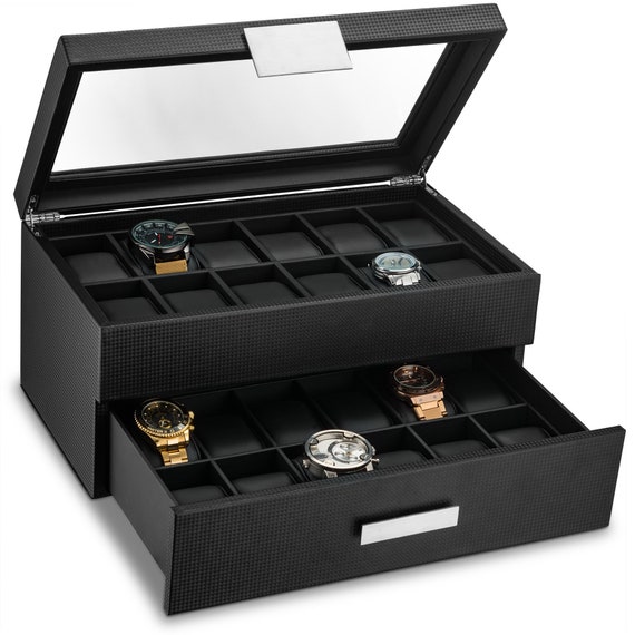 24 Slots Portable Aluminum Watch Storage Box Case Display Watch Bracket  Clock Watch Clock Box Storage Box Suitcase Tool Case