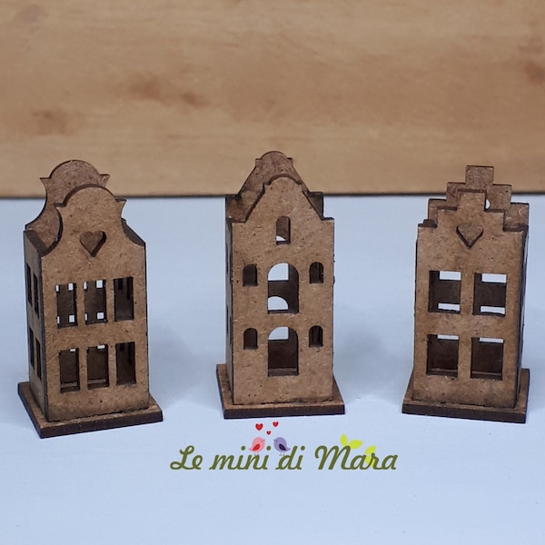 KIT – 3 miniature wooden LANTERN, for dollshouse in 1:12 scale – accessories for dollshouse – dollshouse miniature