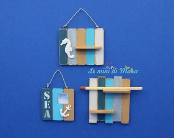 Miniature SEASIDE SHELVES for dollshouse - one-inch scale - 1:12 scale - dollhouses accessories, dollshouse miniature