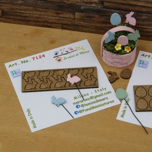 KIT 10 kleine Osterhasen, Dekorationen für Puppenhaus im Maßstab 1:12 – Zubehör für Puppenhaus – Puppenhäuser Miniatur