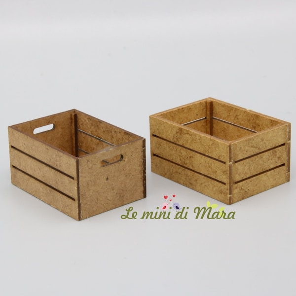 Wooden KIT – 2 wooden crates for dollshouse in 1:12 scale – accessories for dollshouse – dollshouse miniature