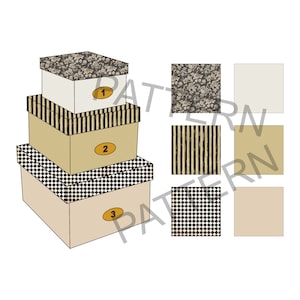 A08 printable 3 Boxes Set for Dollhouse Miniature 1:12 Scale DIGITAL DOWNLOAD – Shape A - set 008