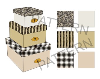 A08 printable 3 Boxes Set for Dollhouse Miniature 1:12 Scale DIGITAL DOWNLOAD – Shape A - set 008