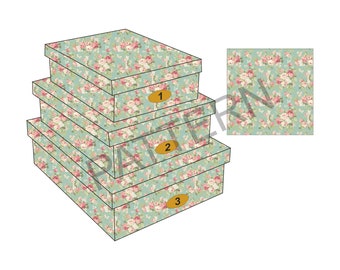 C10 printable 3 Boxes Set for Dollhouse Miniature 1:12 Scale DIGITAL DOWNLOAD – Shape C – Set 010