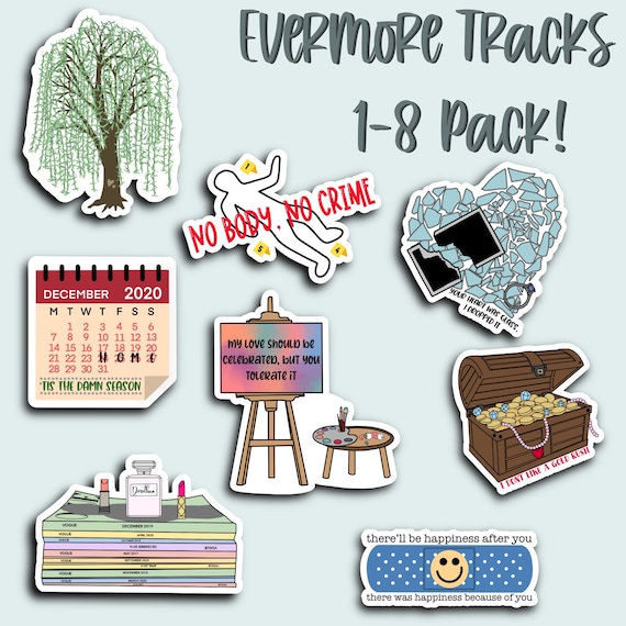 Taylor Swift Evermore Tracks 1-8 Inspired Sticker Pack 