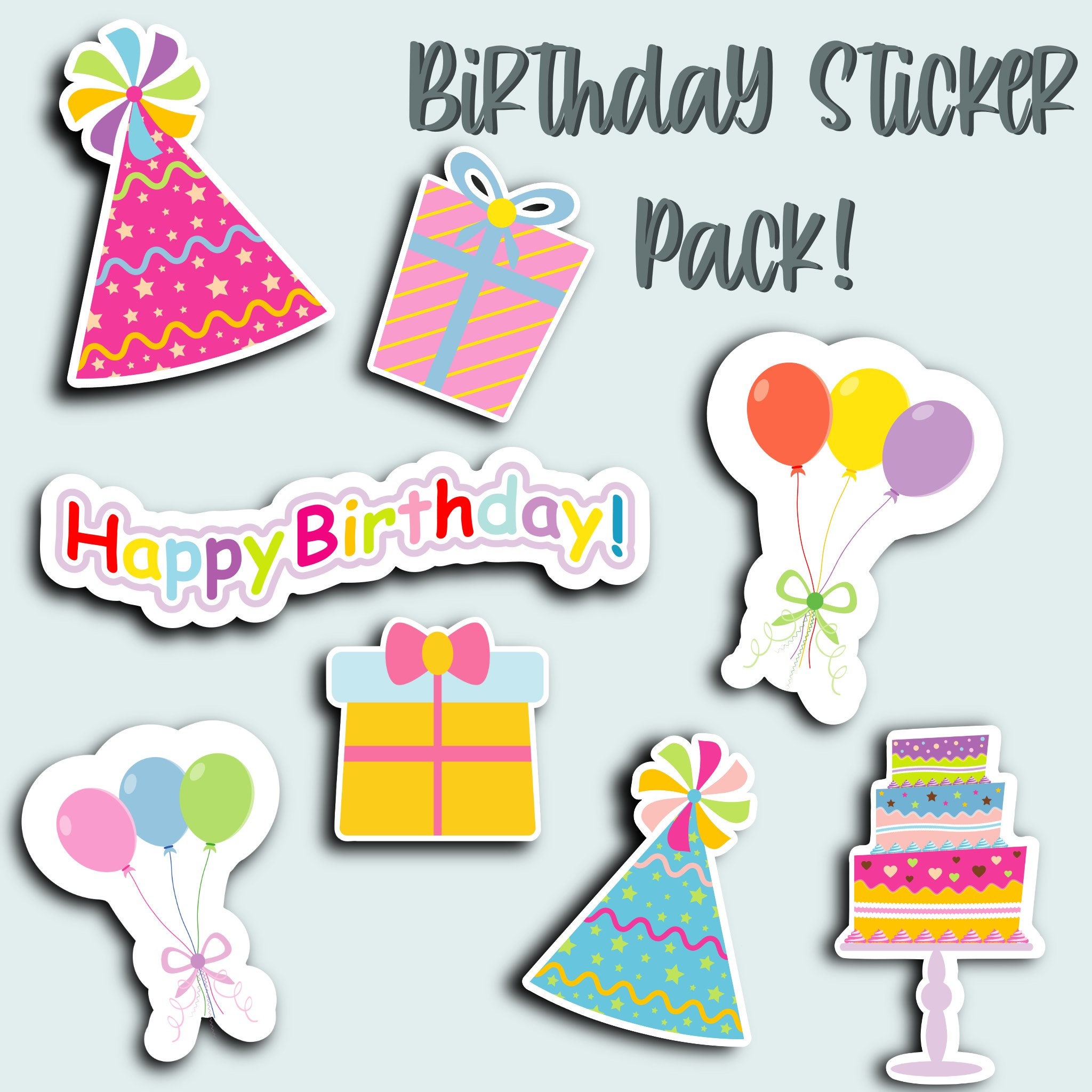 Birthday Sticker Pack - Etsy